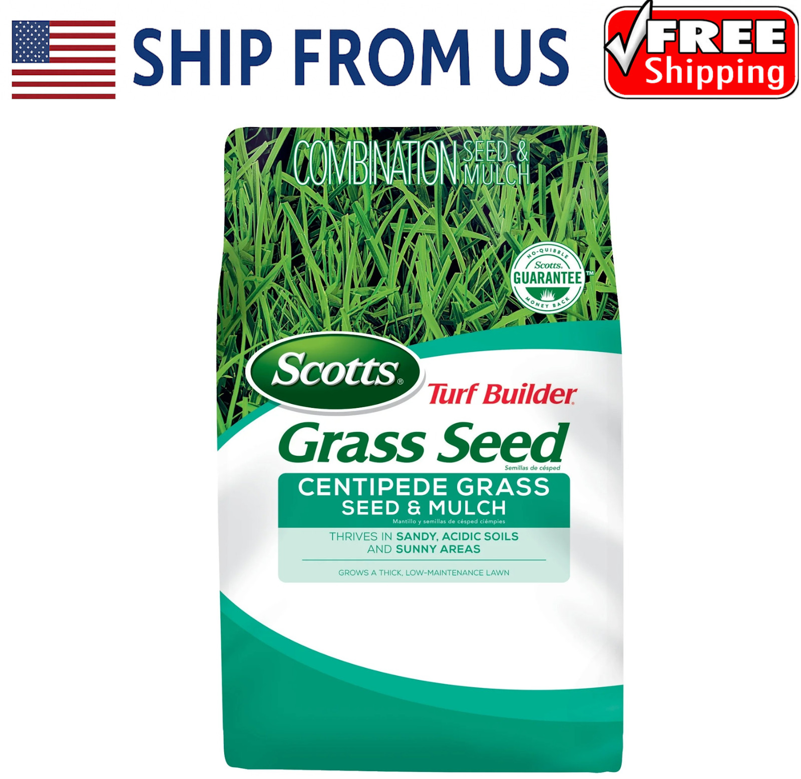 Scotts Turf Builder Grass Seed Centipede Grass Seed & Mulch, 5 lbs.