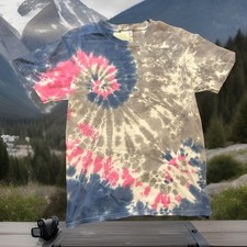 NEW Youth Tie Dye T Shirt Grey Pink Blue - Kids XL Cotton - School/Festival T