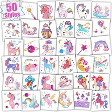 Partywind Glitter Temporary Tattoos for Kids Girls, One Size, Multi-colored