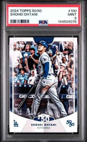 Shohei Ohtani - 2024 Topps 50/50 Home Run #50 LA Dodgers Card #100 PSA 9 MINT