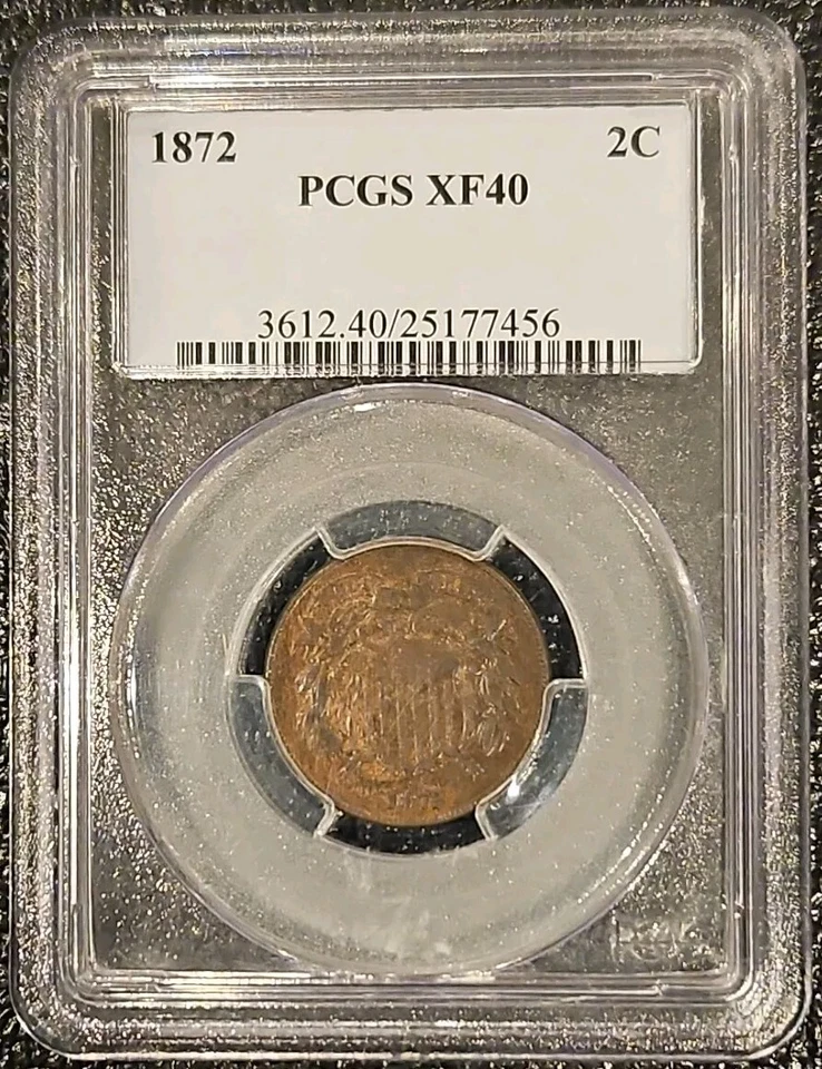 1872 TWO CENT PIECE PCGS XF40 KEY DATE EF40 OBSOLETE TYPE COIN 2 CENTS - Image 2 of 4