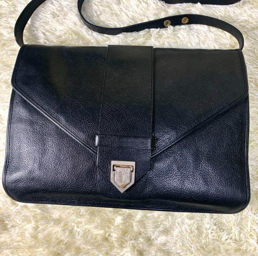 Borsa a tracolla Yves Saint Laurent YSL in pelle 2 vie pochette nera vintage