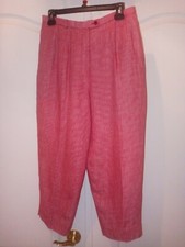 Talbots Pants Womens 12P Vtg Red Irish Linen Mom High Rise Tapered Preppy Chic