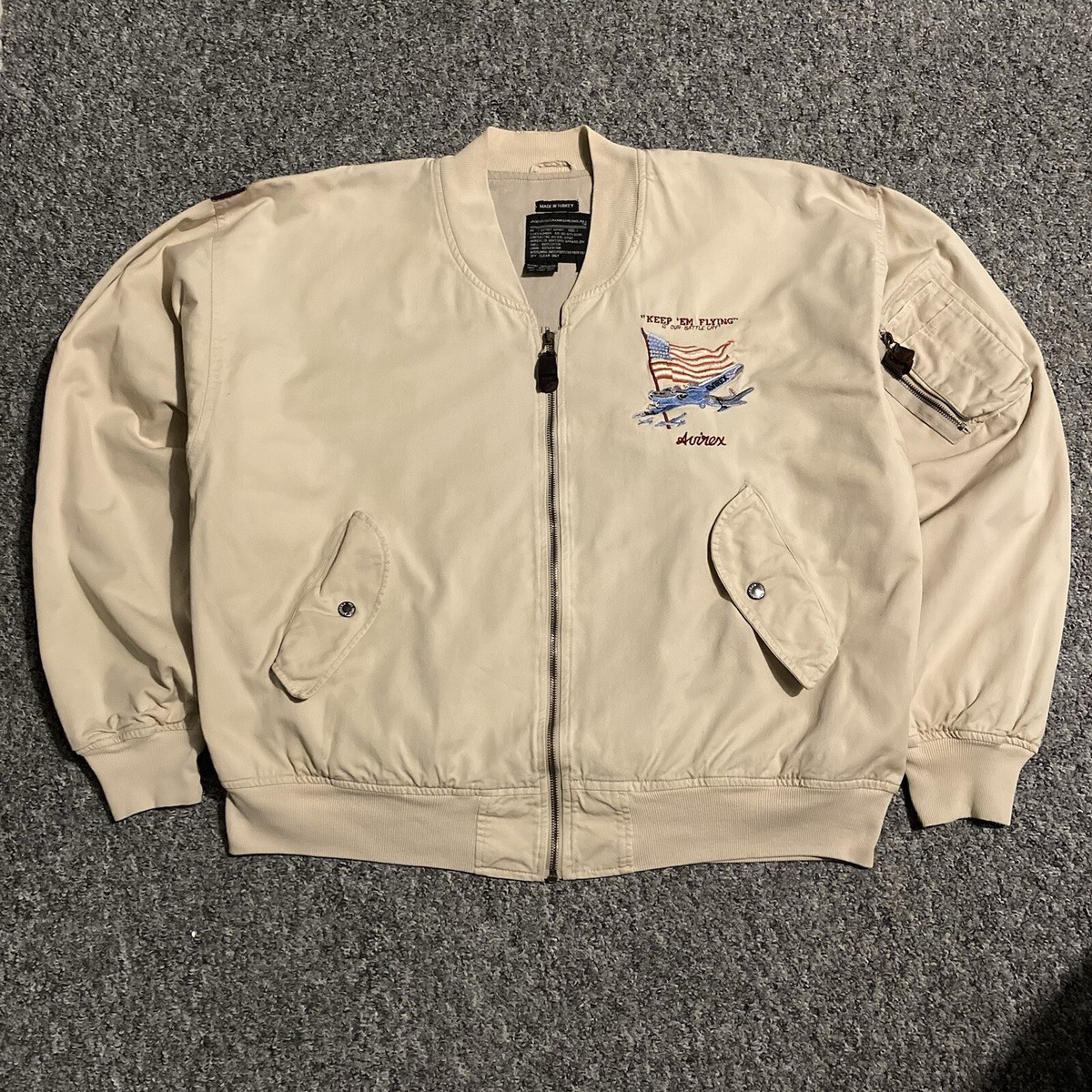 VTG Avirex MA-1 Flight Jacket 1990s Bomber Embroidered Men's