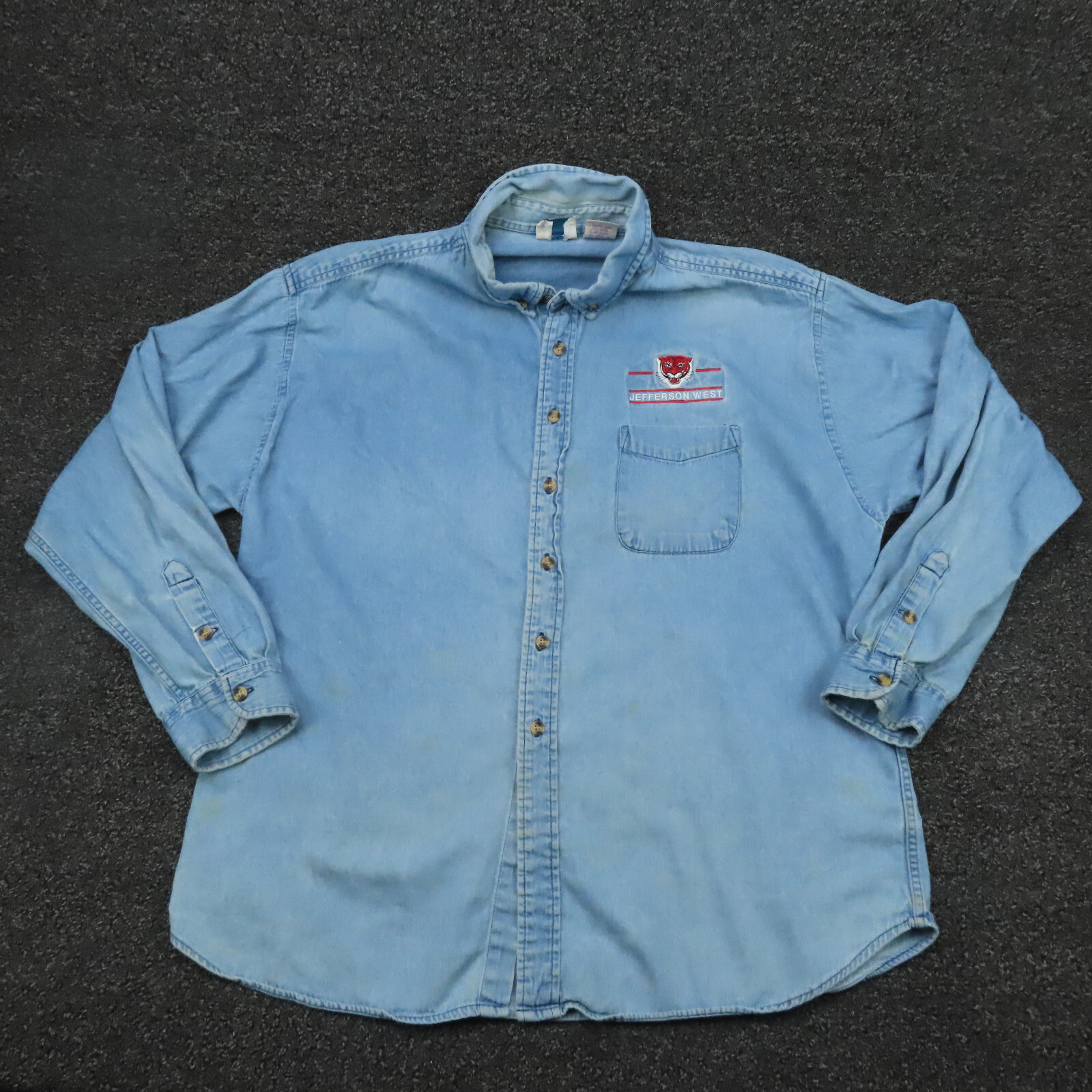GTM Sportswear Shirt Adult 2XL Blue Denim Long Sleeve Button Up Casual