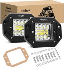 Nilight LED Flush Mount Light Pods Upgraded Spot Flood Combo Beam Driving LED Wo