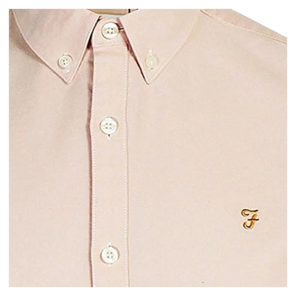 Farah Brasseur Chemise HOMME Manche Courte Smart Décontracté Vintage Mod Rose - Photo 3/3