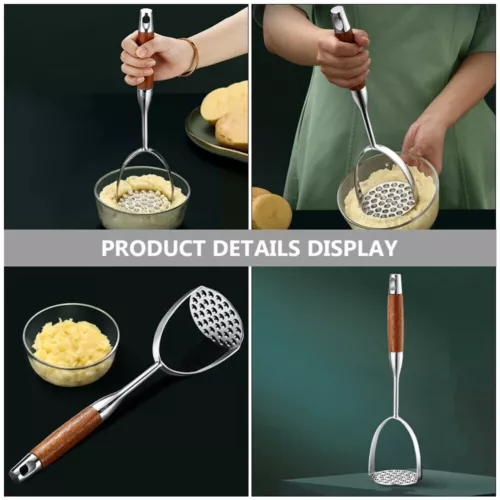 Kartoffelstampfer Edelstahl Kartoffel Stampfer Küche Potato Masher Mit Holzgriff - Bild 2 von 12