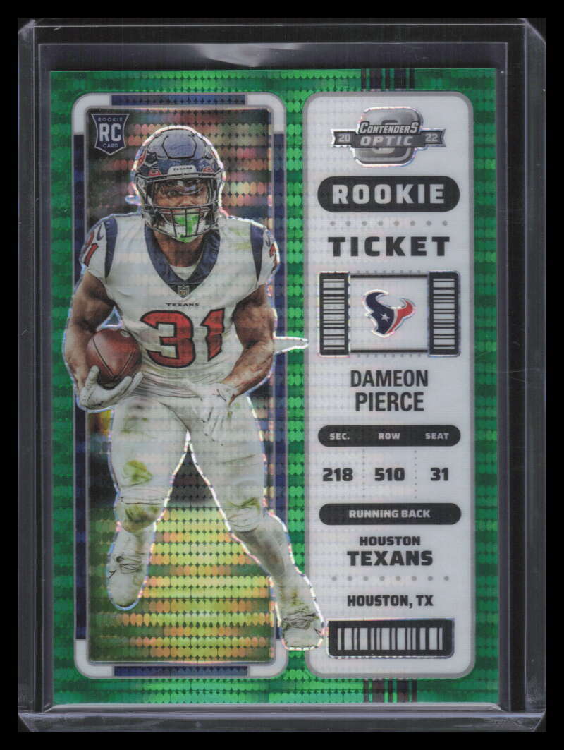2022 Panini Contenders Optic Green Pulsar 67 Dameon Pierce Rookie 1/30