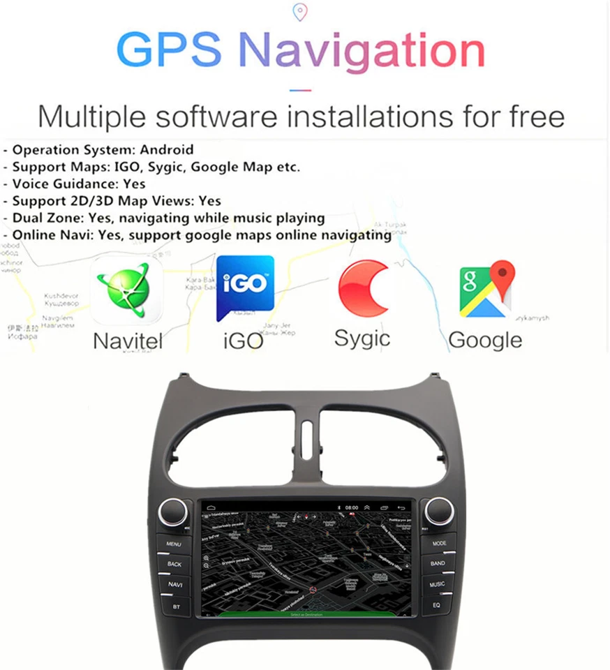 7'' Stereo Radio GPS Navigation 4+32GB Head Unit For Peugeot 206 1999-08 Carplay - image 4 of 4