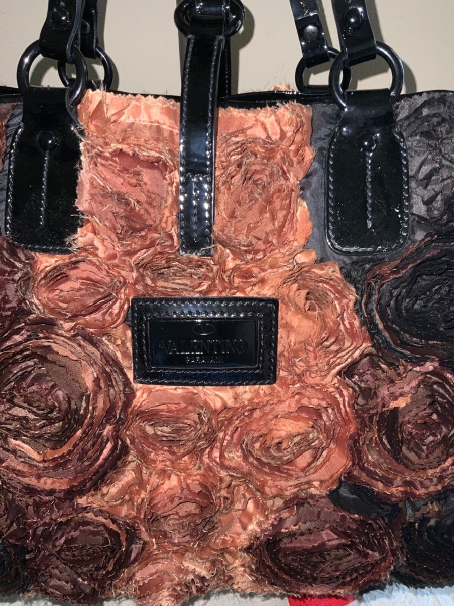VALENTINO GARAVANI Rosier Black Tan Ombre ruffled silk chiffon