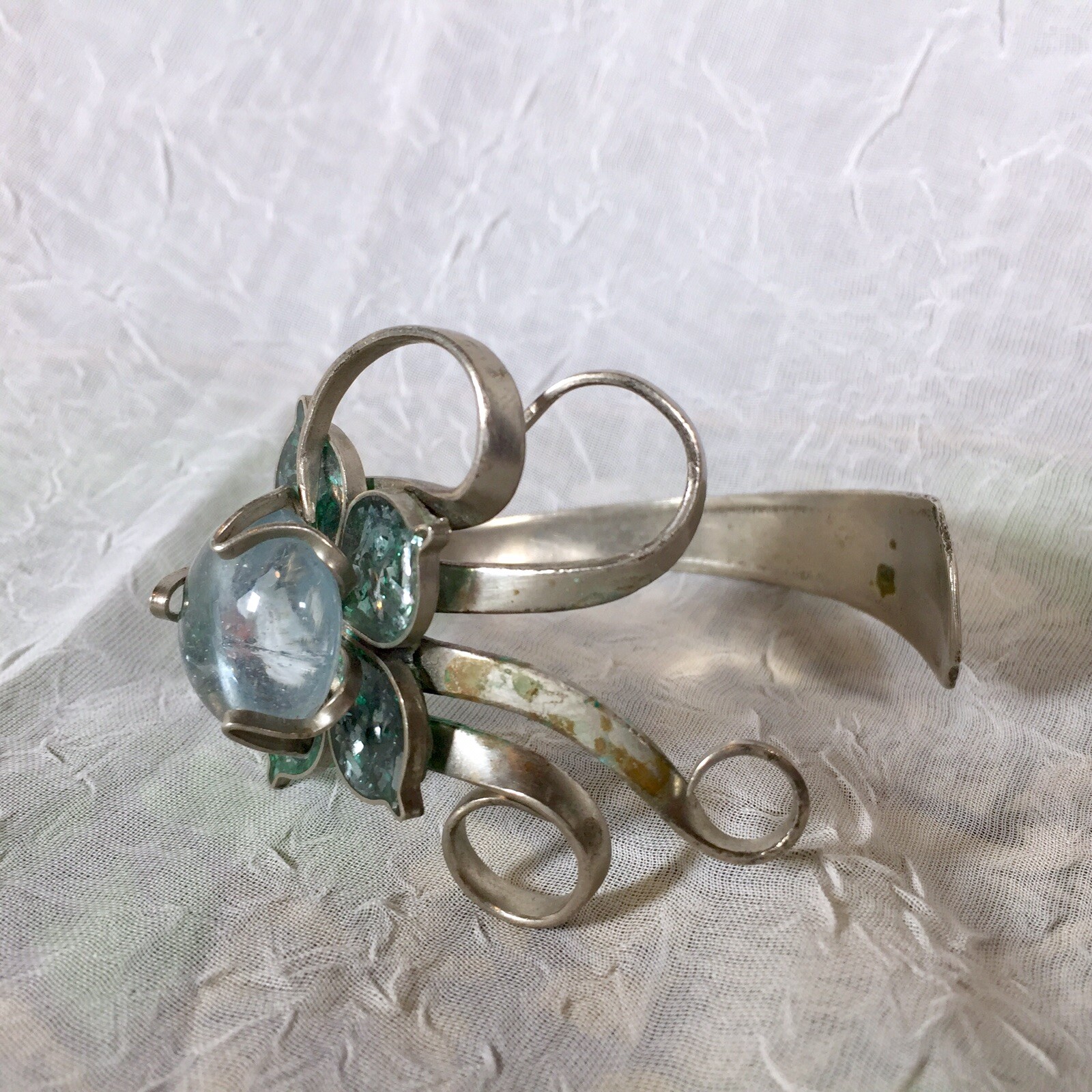 Fork Cuff Bracelet Bangle Silvertone Repurposed H… - image 5