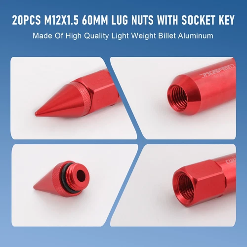 Cap Spiked Racing Wheel Lug Nuts 20PCS M12 x 1.5mm 60mm Arrow Style New - Picture 46 of 66