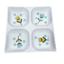 Ellen Crimi-Trent Serving Dish Platter Retro Floral Melamine 4 Divided Tray