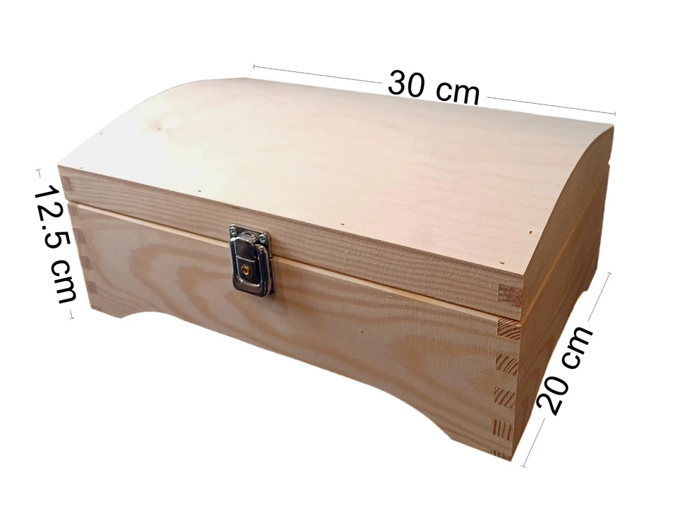 Large Wooden Chest 30x20cm with Key – Blank Box for Decoupage & Storage - Image 2 of 4