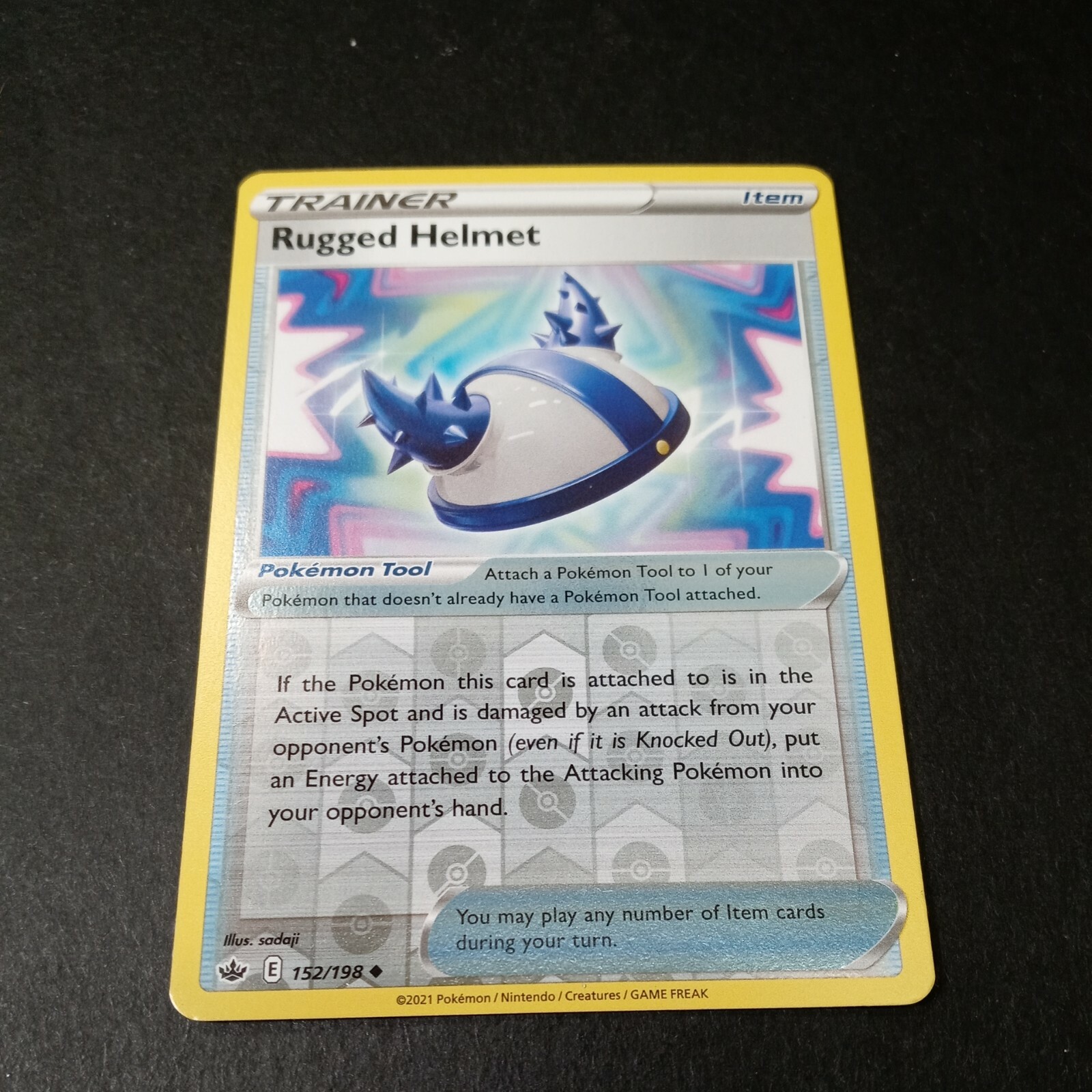 Pokemon Chilling Reign Rugged Helmet Reverse Holo Uncommon Trainer Card 152/198