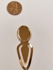 Vintage Gold Plated Unset 18x13mm Oval Setting 2" Bookmark Clip Finding E207