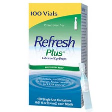 REFRESH PLUS Lubricant Eye Drops Preservative-Free 100 Single-Use Vials 0.4mL Ea