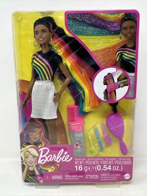 Barbie Rainbow Sparkle Hair African American AA Doll Silver Skirt LGBTQ  Pride