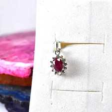 3.63 CT Natürlich Rubin & Echte Diamanten Oval Edelstein Anhänger 925 Silber