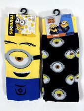 MINIONS Despicable Me - Men's crew socks - size 6.5 - 12 - NWT - 2 pack