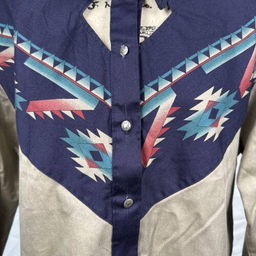 VTG Shirt Roper Rodeo Blue Women Sz XL Western Conch Buttons Cut Out Chest 90’s - Picture 5 of 13
