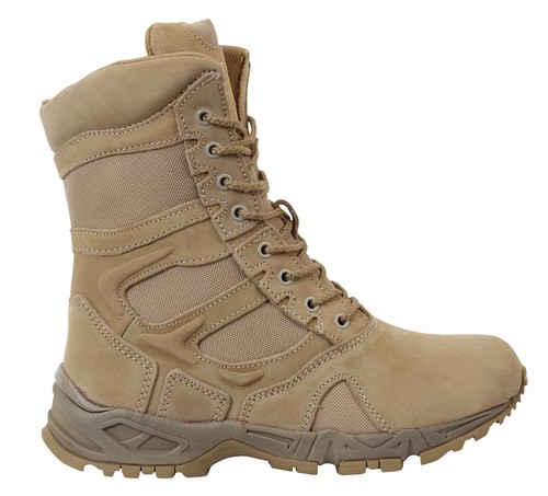 Botas militares bronceadas con cremallera lateral despliegue botas de combate Rothco 5357 | eBay