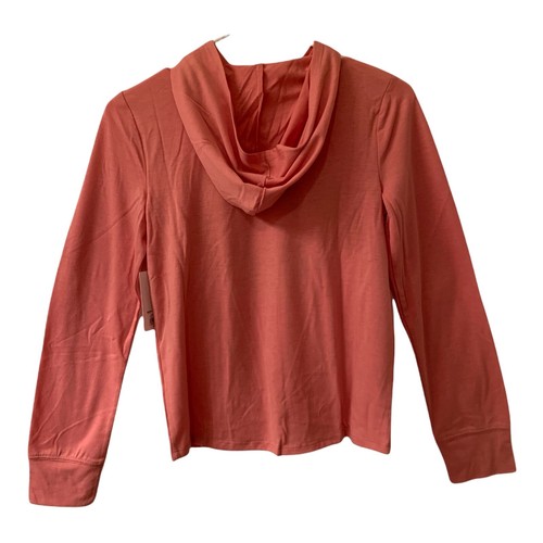 SO Girls Top Pink 18 Plus Pullover Hood Long Sleeve Front Tie Knot Heart Graphic - Picture 4 of 11