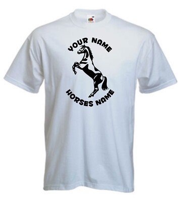 Reiten Kinder Hengst Aufzucht Pferd Personalisiert Reiten T-Shirt (H18)