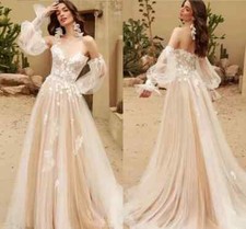 Classic tulle A-line wedding dress detachable long sleeve flower sexy sweetheart