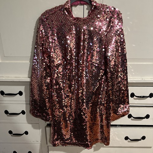 Anthropologie Maeve Langarm Pailletten-Pailletten-Minikleid funkelnd Medium - Bild 3 von 8