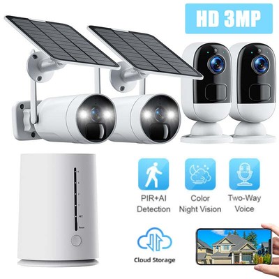 Solar Battery Powered Security Camera System Wireless Surveillance Cam Outdoor