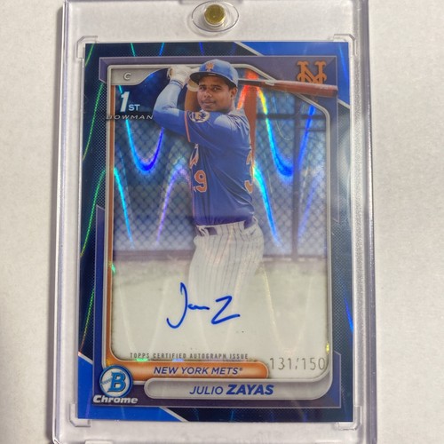 2024 Bowman Chrome JULIO ZAYAS #CPA-JZ 1st Bowman Auto Blue Raywave 131/150 Mets