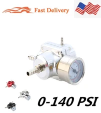 FPR-1004 Fuel Pressure Regulator Pressure Take Off Fit Adapter 0-140 Psi Silver