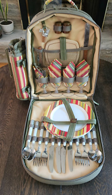 Picnic at Ascot Green Insulated Picnic Backpack Serves 4 Cooler Backpack NEW