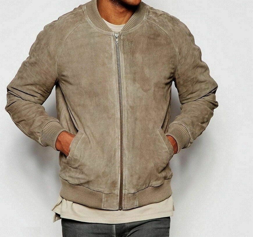 ALTRA Giacca da motociclista da uomo vera pelle d'agnello vera pelle scamosciata bomber elegante