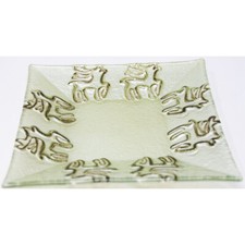 Support / dessous de Plat en Verre Plateau à Servir Argenté Avec