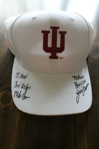 Autographed Indiana University Ball Cap Signed by Jim Thomas and Mike Davis