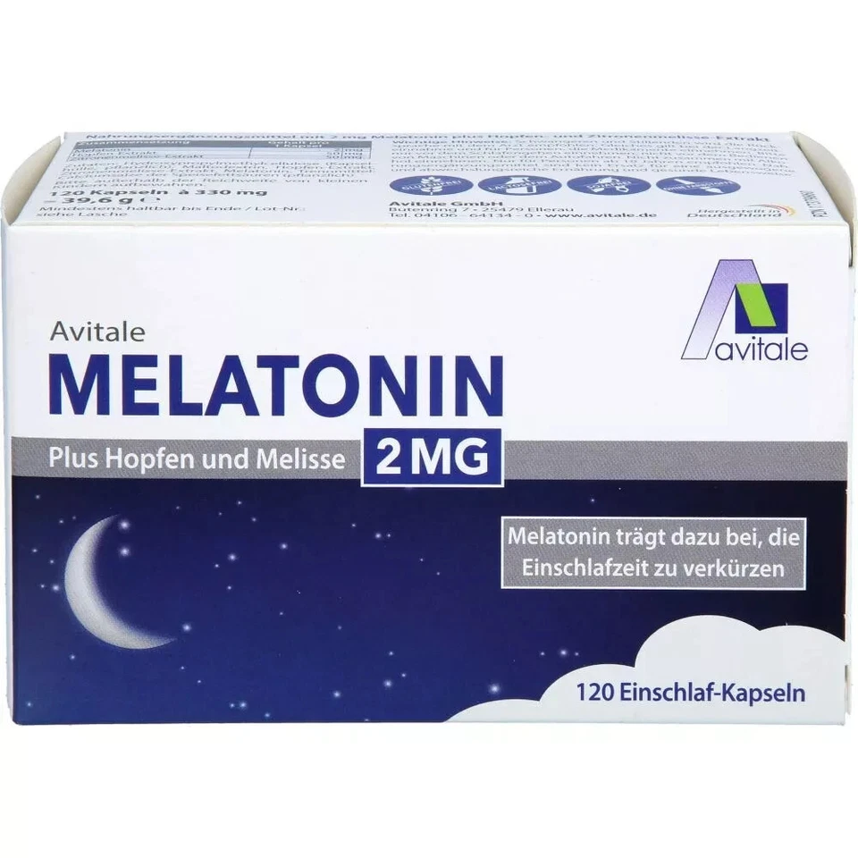 AVITALE GMBH MELATONIN 2 mg plus Hopfen und Melisse Kapseln 120 St PZN 17379860