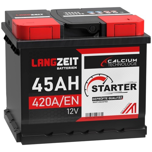 Autobatterie 45Ah 12V Citroën Dacia Ford Opel Peugeot Renault VW statt 44Ah 42Ah - Bild 1 von 5