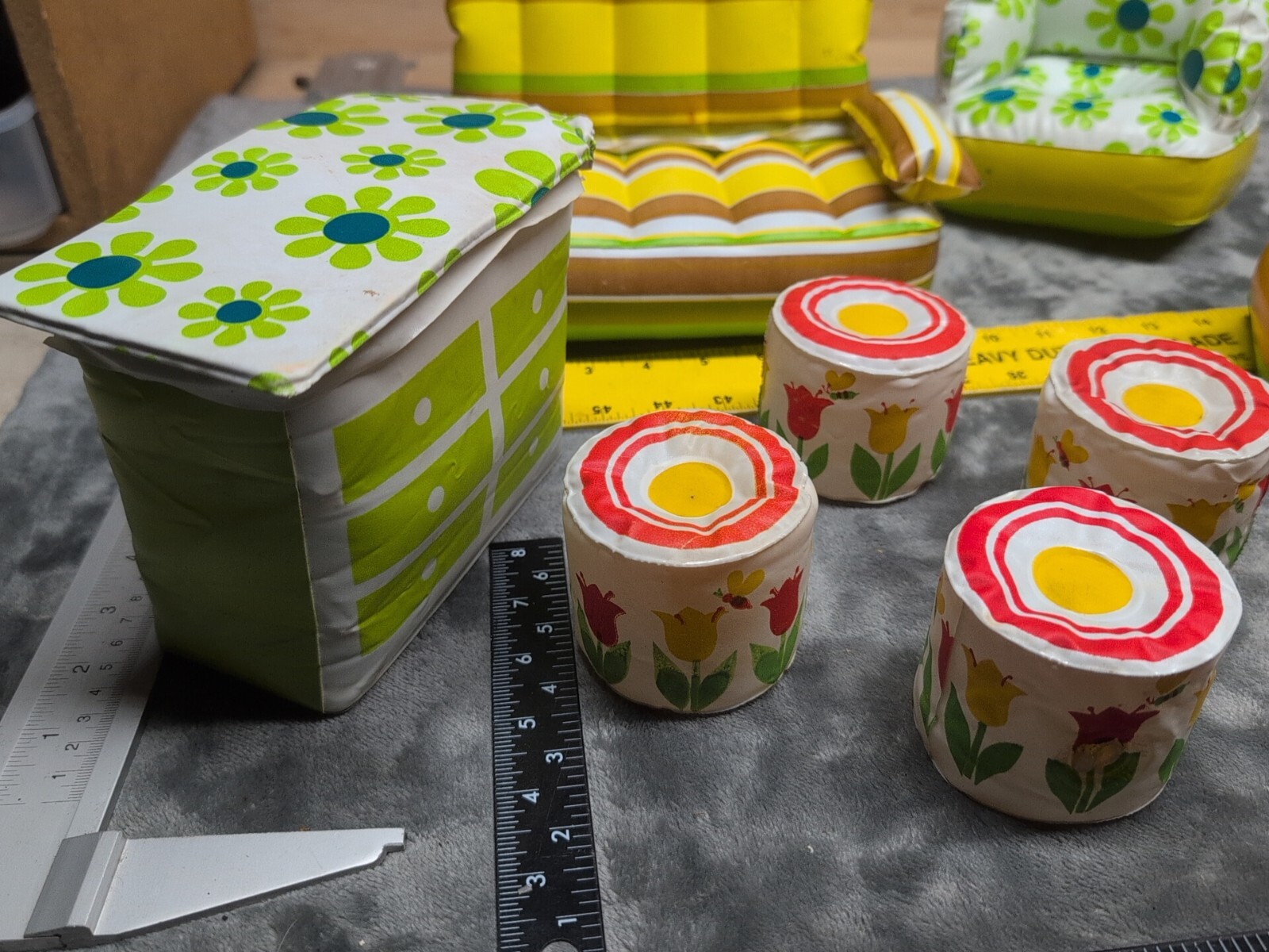 Vintage Barbie Blow Up Furniture Dresser & Hassock