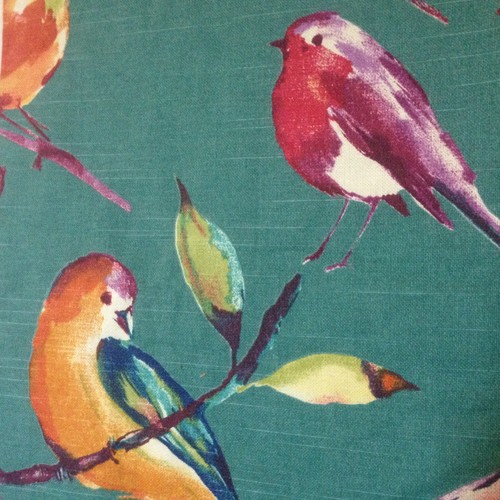 Richloom Platinum Collection LISETTE Fabric Piece 56 x 64" BIRD PRINT Cotton - Picture 4 of 12