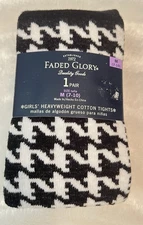 Faded Glory Black Heavyweight Cotton Tights Girls Size M (7-10)