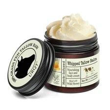Beef Tallow for Skin - Organic Grass-Fed Whipped Beef Tallow and Honey Balm - De