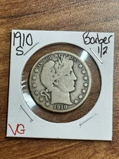 1910 S Barber Half Dollar VG Very Good Better Date Coin Set Break (Raw14568)