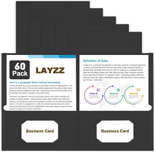 Black 60-Pack Paper Pocket Folders, 2-Pocket Letter Size for Office and School