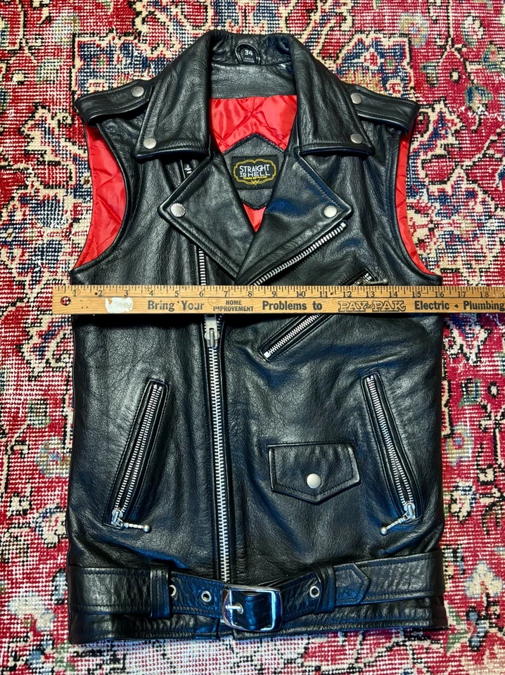 Straight to Hell Apparel Commando Leather Vest with Nickel Hardware 34 XS - Image 2 of 4