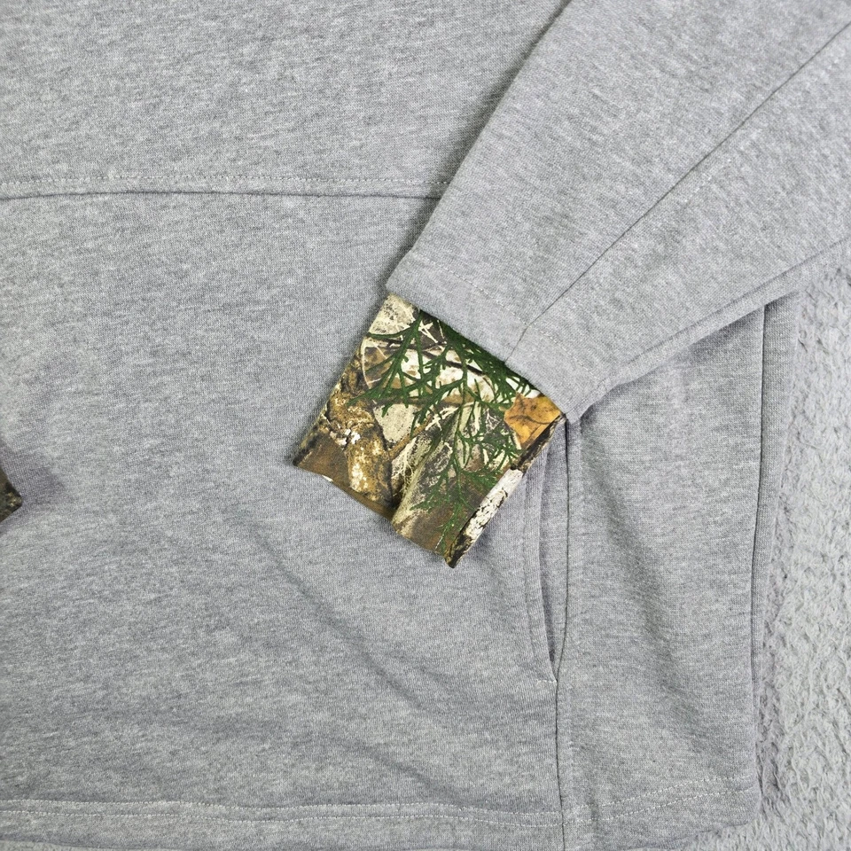 Realtree 1/4 Button Snap Sweatshirt Women's XL Gray Camo Trim Hunting Hunter - Image 2 of 4