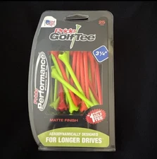 Pride Performance Plastic Golf Tee Multicolor Matte Finish 3 1/4" 25 Count - NEW