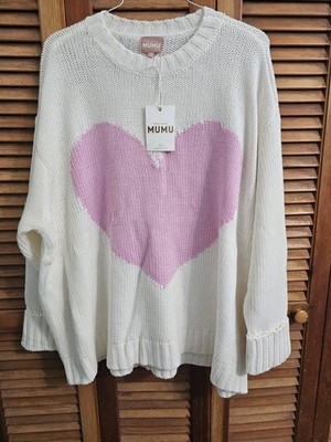 Show Me Your Mumu Sweetheart Sweater With Pink Heart Size 1X NWT
